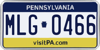 PA license plate MLG0466