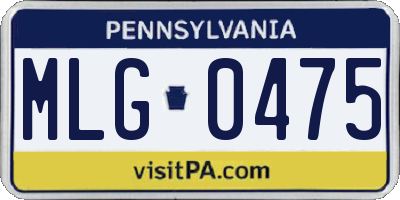 PA license plate MLG0475