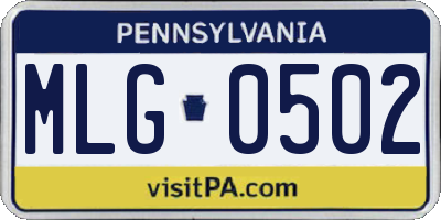 PA license plate MLG0502