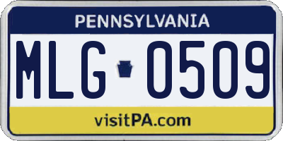 PA license plate MLG0509