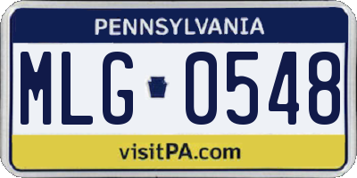 PA license plate MLG0548