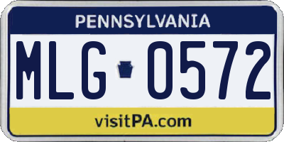 PA license plate MLG0572