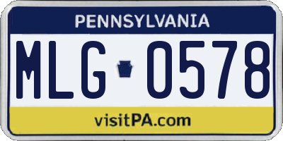PA license plate MLG0578