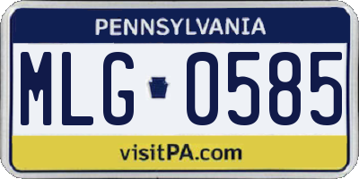 PA license plate MLG0585