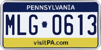 PA license plate MLG0613