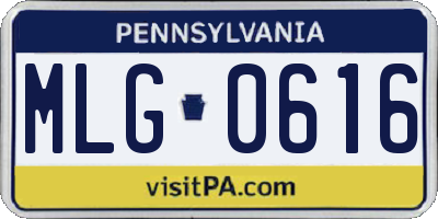 PA license plate MLG0616
