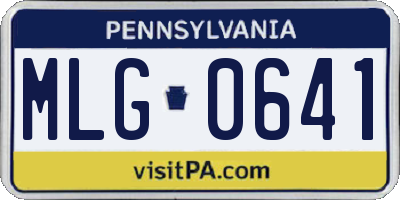 PA license plate MLG0641