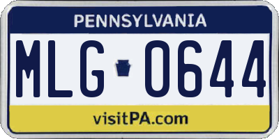 PA license plate MLG0644