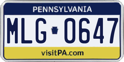 PA license plate MLG0647