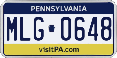 PA license plate MLG0648