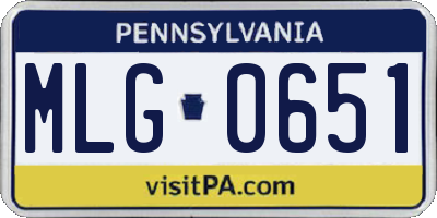 PA license plate MLG0651