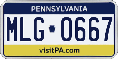 PA license plate MLG0667