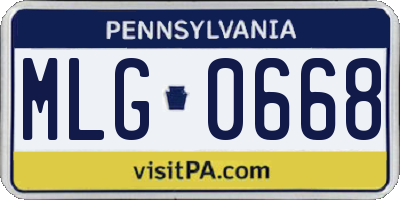 PA license plate MLG0668