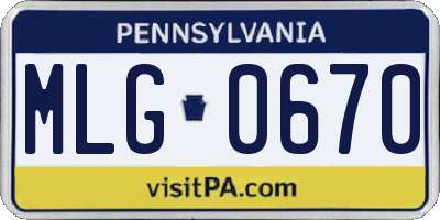 PA license plate MLG0670