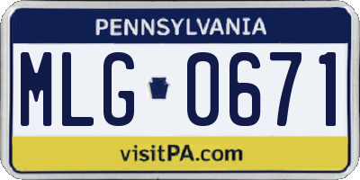 PA license plate MLG0671