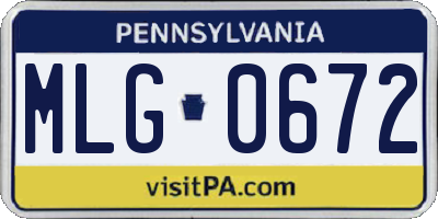 PA license plate MLG0672