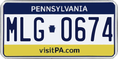PA license plate MLG0674