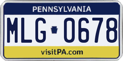 PA license plate MLG0678