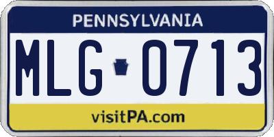 PA license plate MLG0713