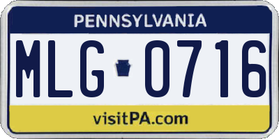 PA license plate MLG0716