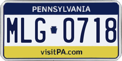 PA license plate MLG0718