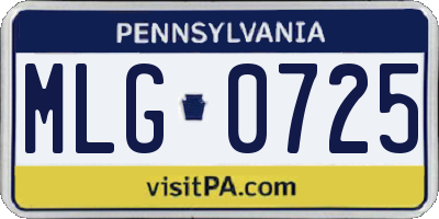PA license plate MLG0725