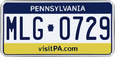 PA license plate MLG0729