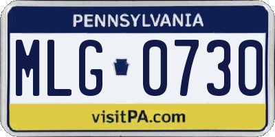 PA license plate MLG0730