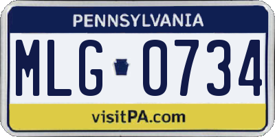 PA license plate MLG0734