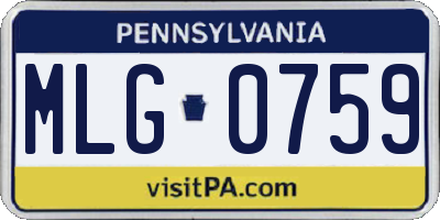 PA license plate MLG0759