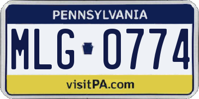 PA license plate MLG0774