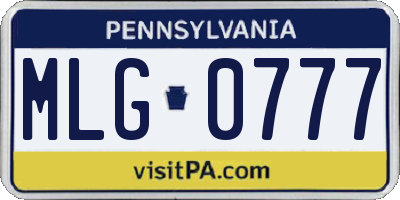 PA license plate MLG0777