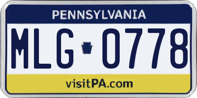 PA license plate MLG0778