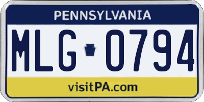 PA license plate MLG0794