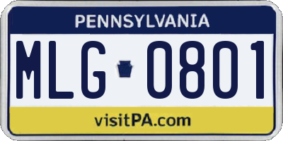 PA license plate MLG0801