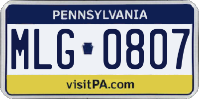PA license plate MLG0807
