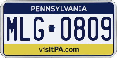 PA license plate MLG0809