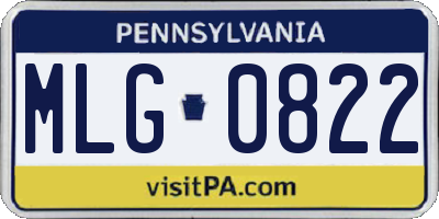PA license plate MLG0822