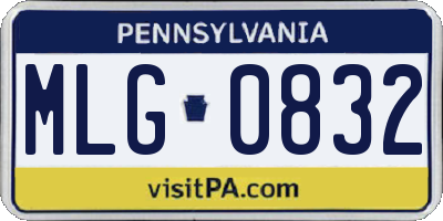 PA license plate MLG0832