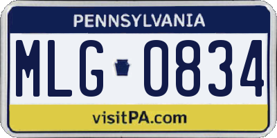 PA license plate MLG0834