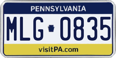 PA license plate MLG0835