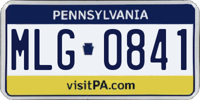 PA license plate MLG0841