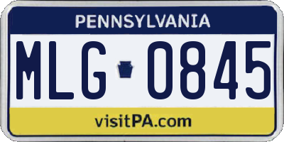 PA license plate MLG0845