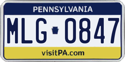 PA license plate MLG0847