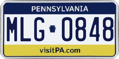 PA license plate MLG0848