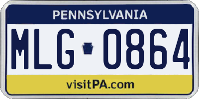 PA license plate MLG0864