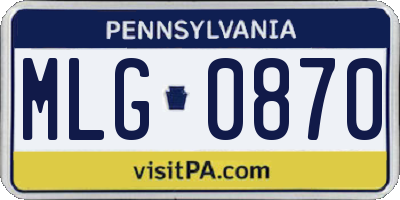 PA license plate MLG0870