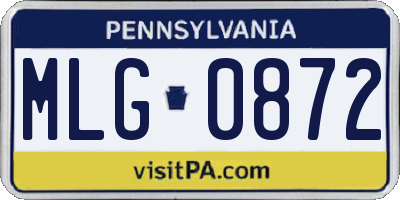 PA license plate MLG0872