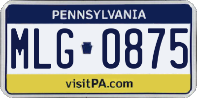 PA license plate MLG0875