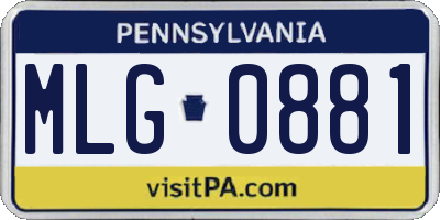 PA license plate MLG0881